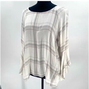 Lauren Conrad plaid flare sleeve blouse